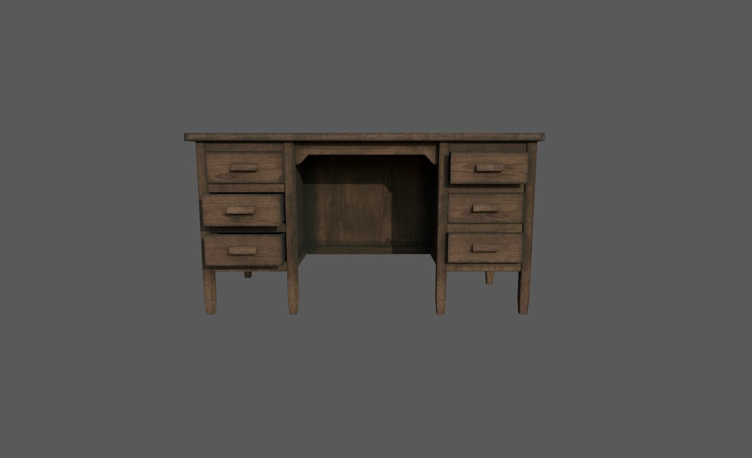 Table old desk with drawers Low-poly 3D model_5