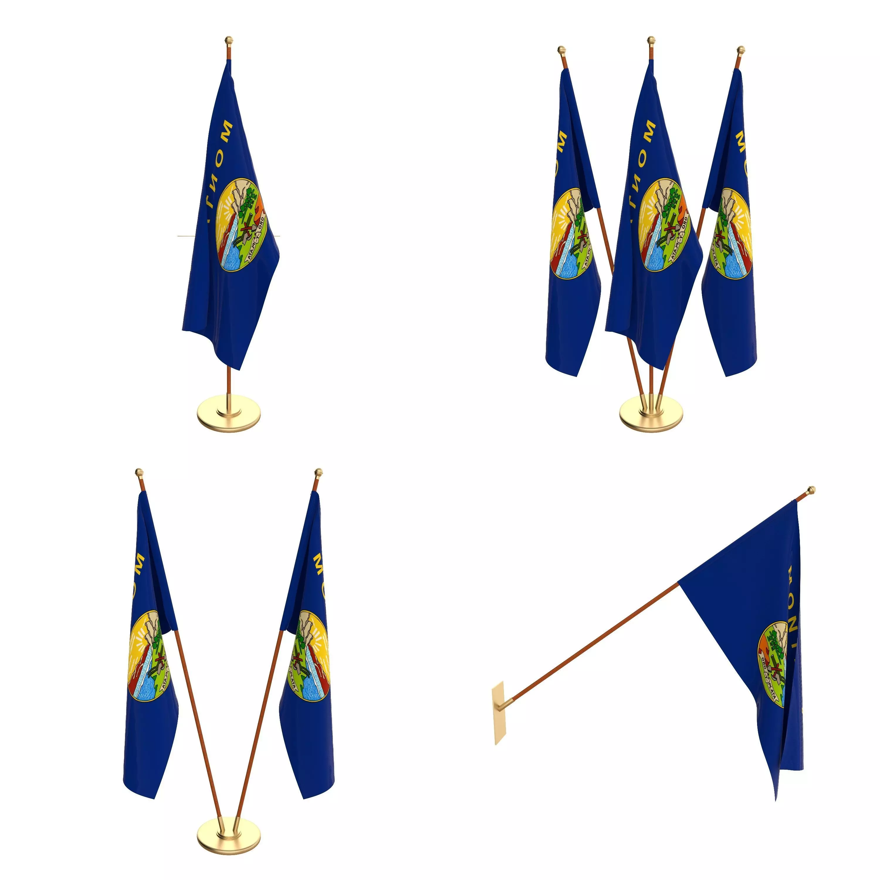 Montana Flag Pack 3D model_0