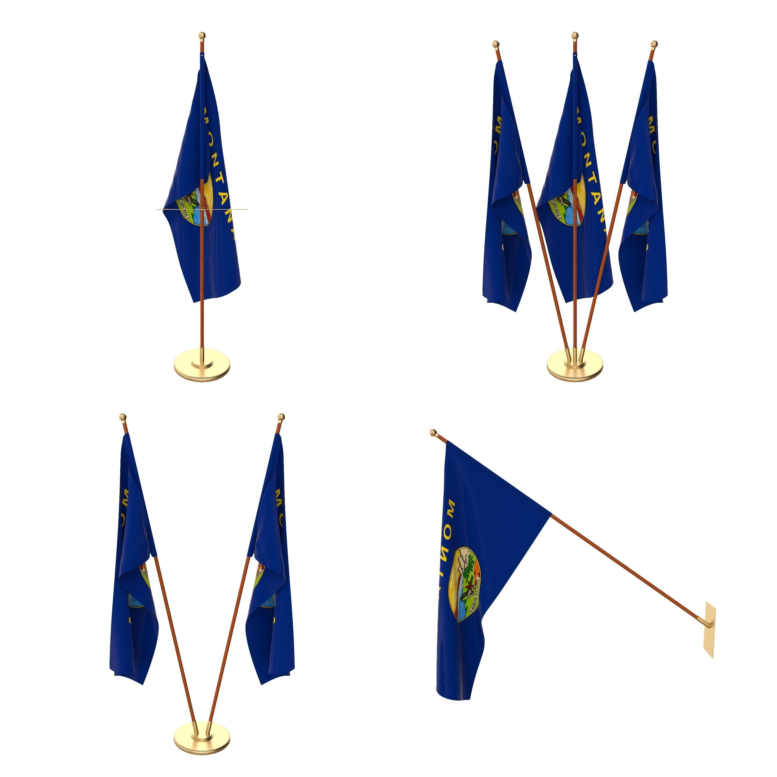 Montana Flag Pack 3D model_1