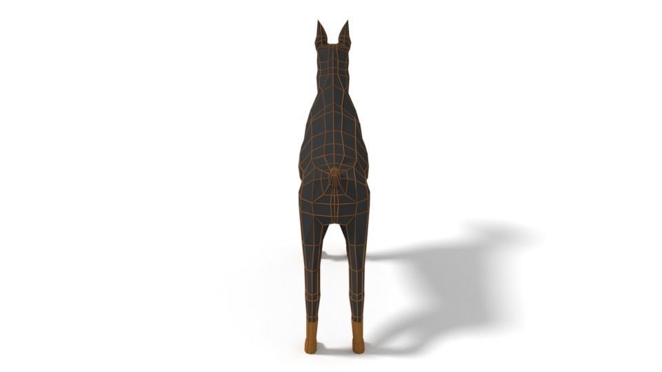 Low Poly Cartoon Doberman Low-poly 3D model_12