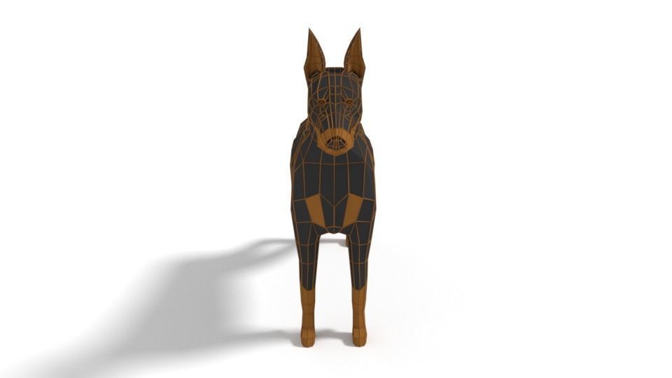 Low Poly Cartoon Doberman Low-poly 3D model_9