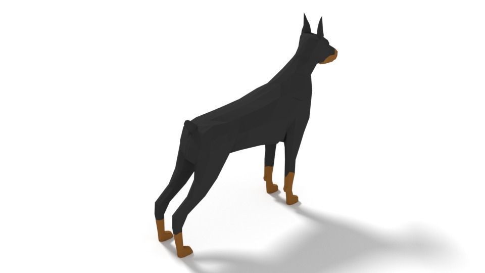 Low Poly Cartoon Doberman Low-poly 3D model_3