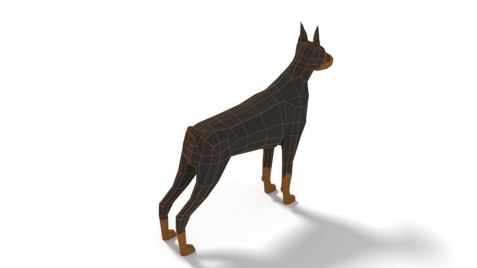 Low Poly Cartoon Doberman Low-poly 3D model_11