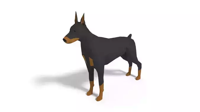 Low Poly Cartoon Doberman Low-poly 3D model