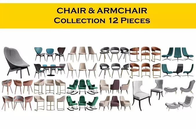 CHAIR  ARMCHAIR Collection 12 Pieces 3d model