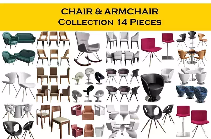 CHAIR  ARMCHAIR Collection 14 Pieces 3d model