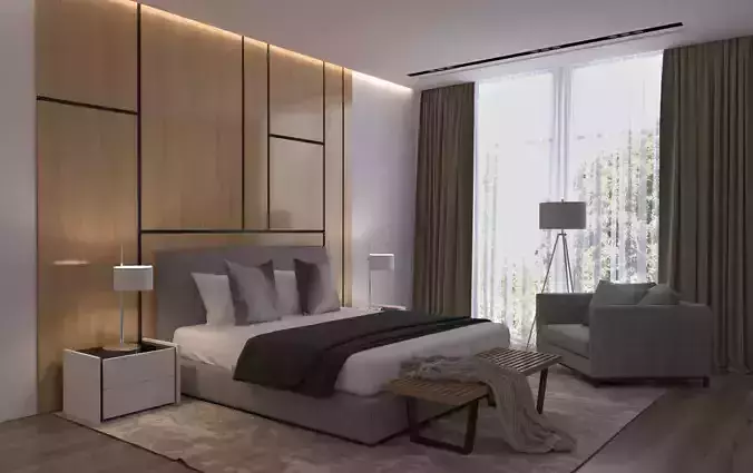bedroom modern with wooden accents