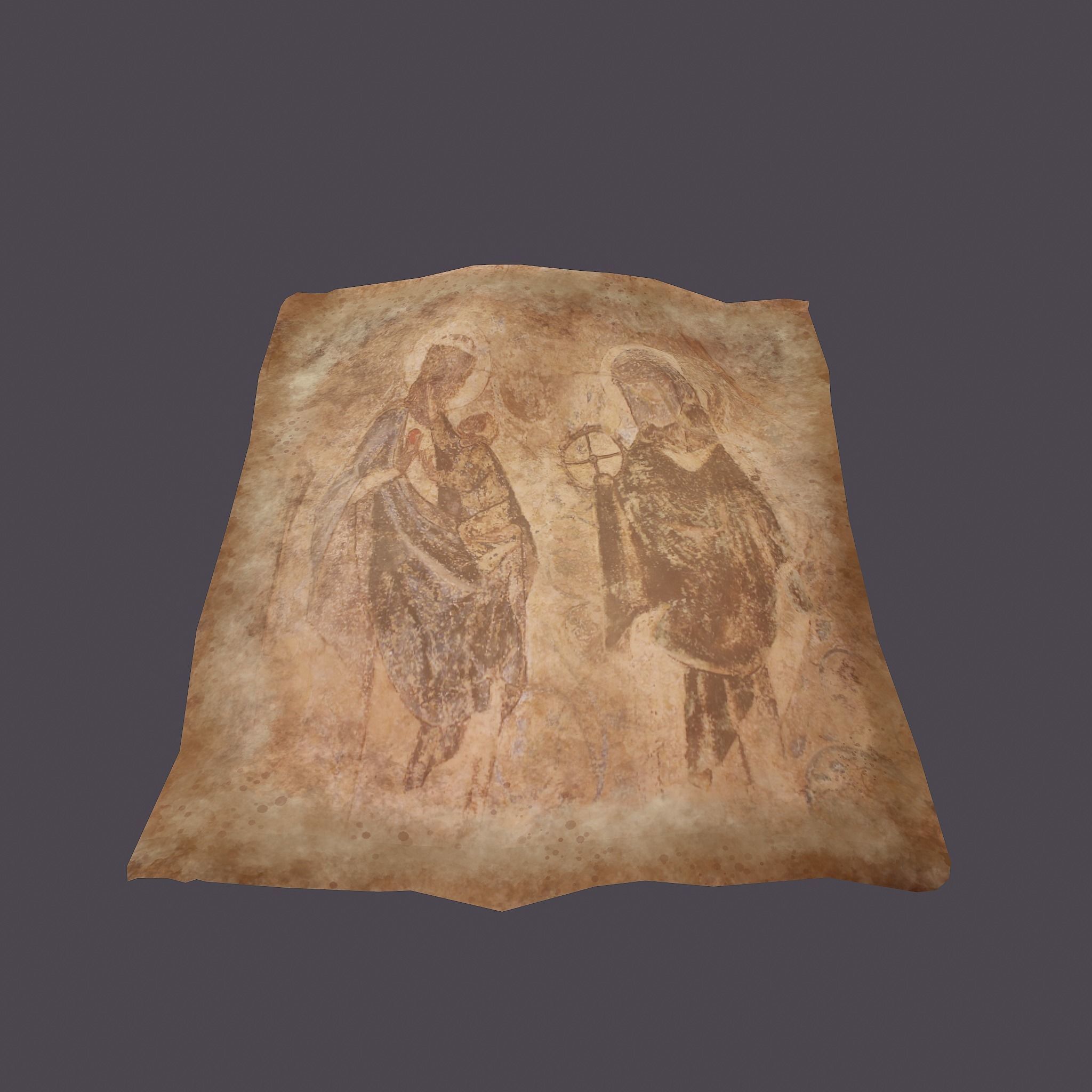 Worn Medieval Paper with Figures Free low-poly 3D model_15