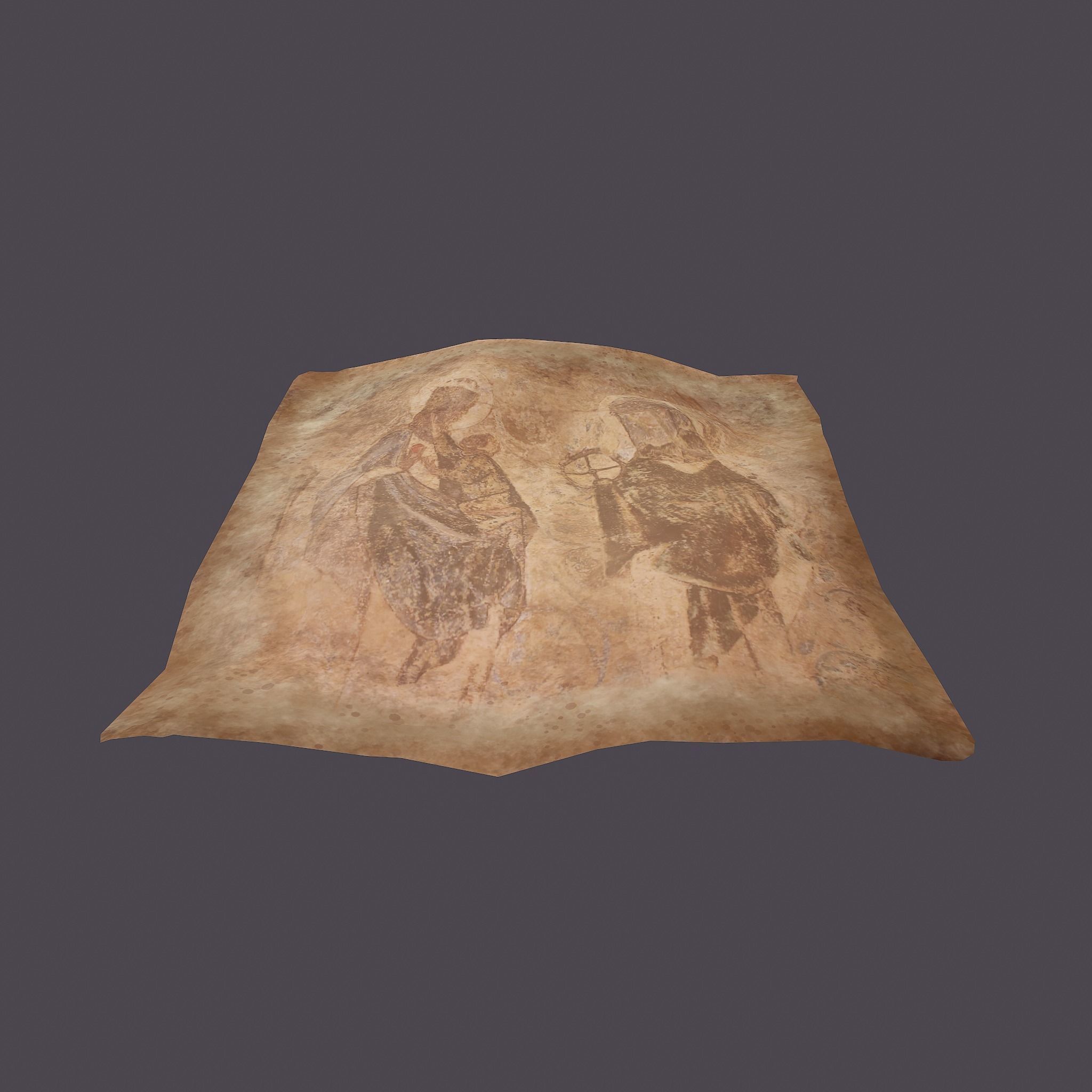 Worn Medieval Paper with Figures Free low-poly 3D model_14