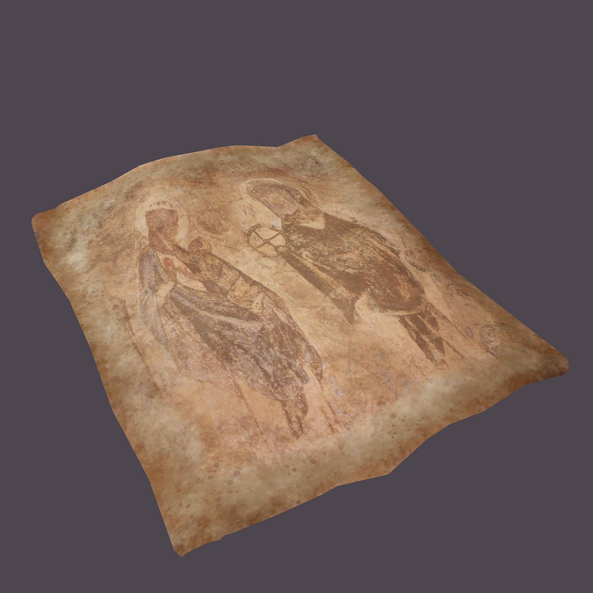 Worn Medieval Paper with Figures Free low-poly 3D model_2