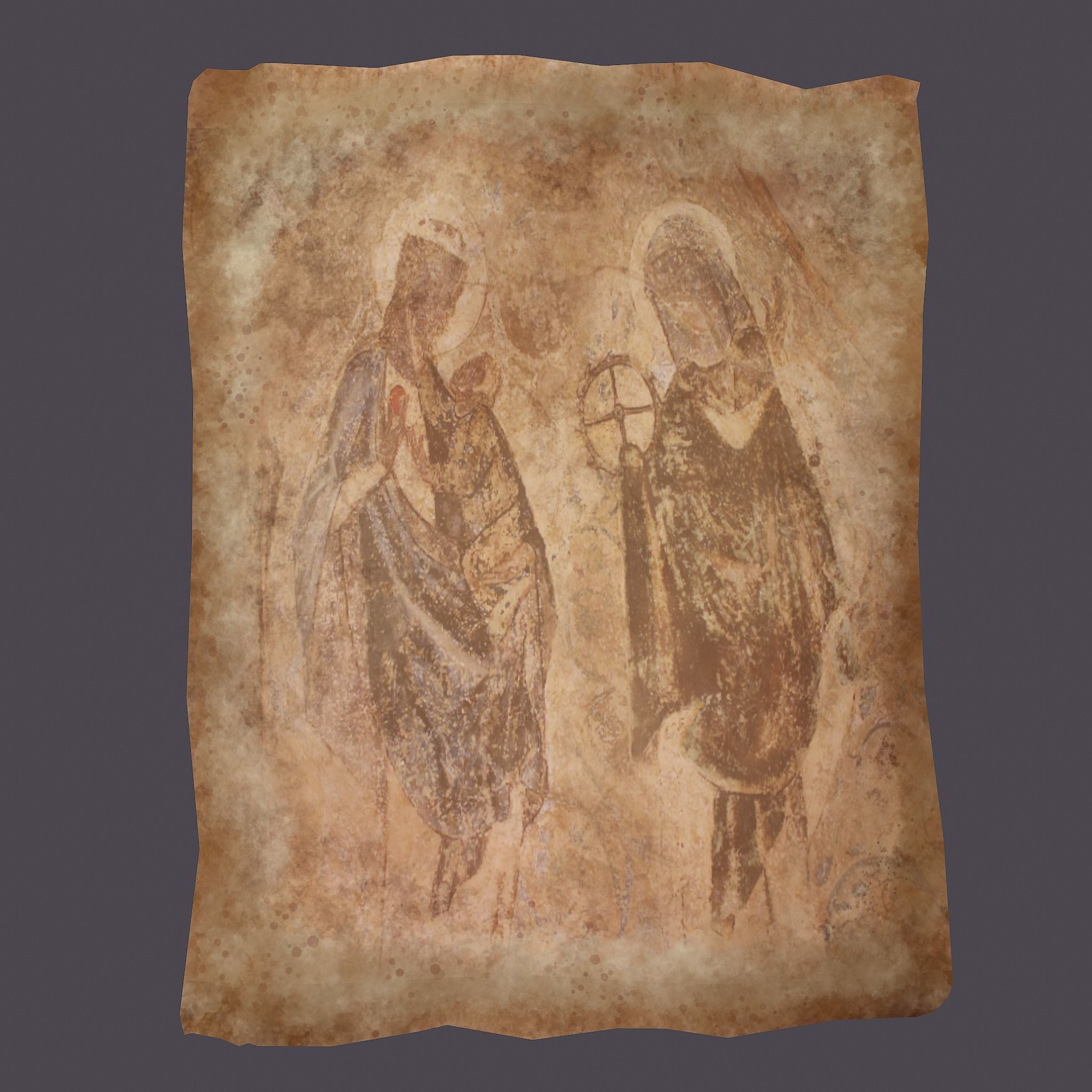 Worn Medieval Paper with Figures Free low-poly 3D model_12