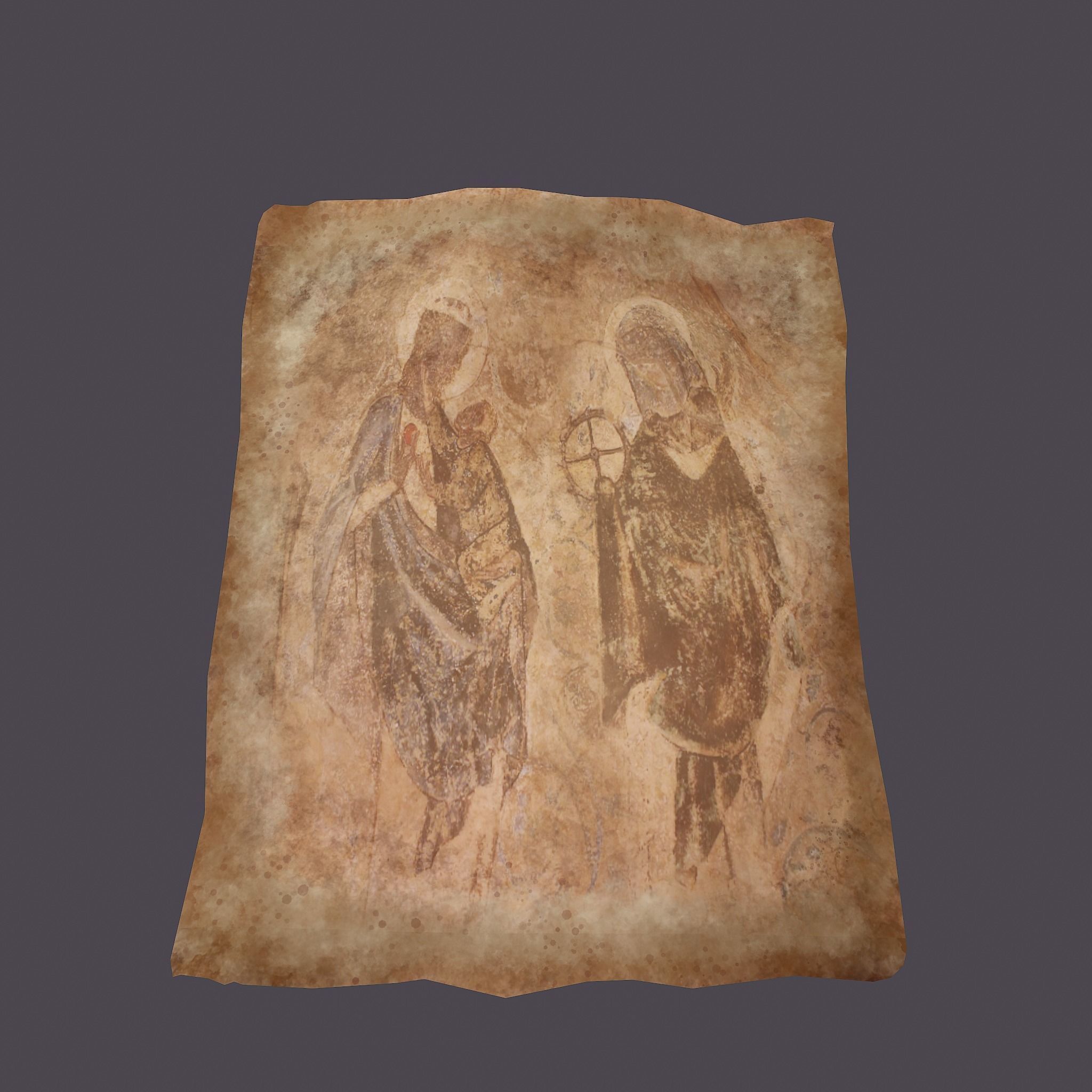 Worn Medieval Paper with Figures Free low-poly 3D model_13