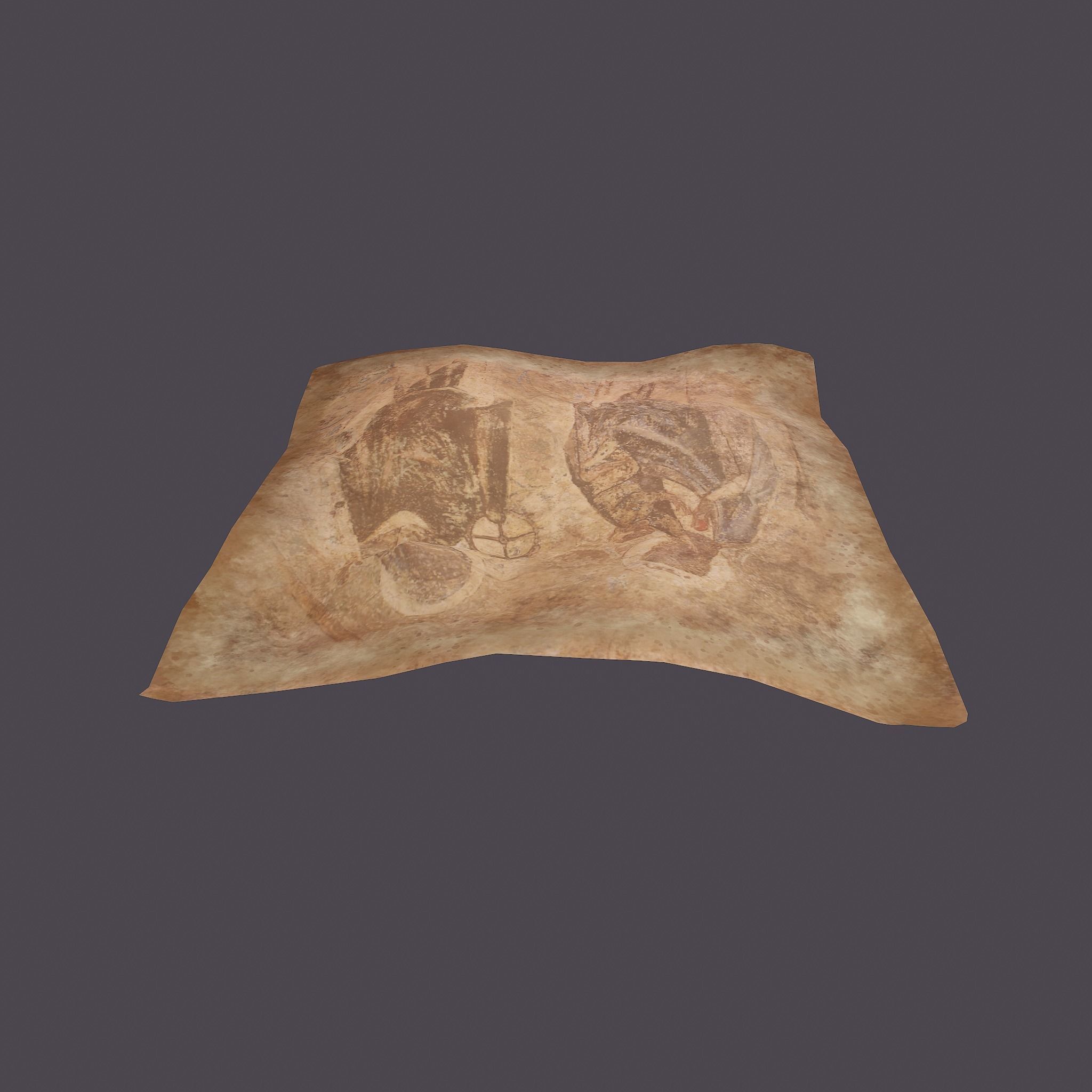 Worn Medieval Paper with Figures Free low-poly 3D model_10