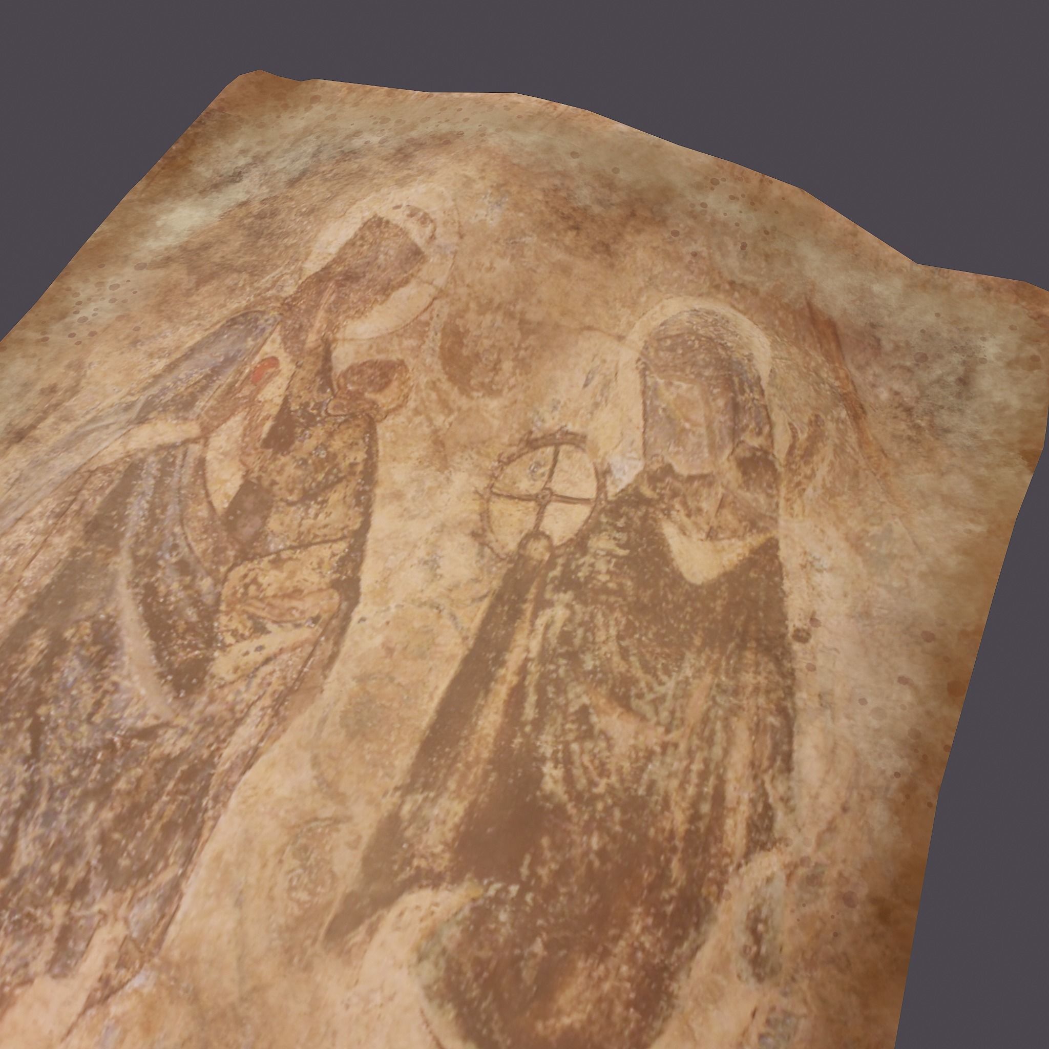 Worn Medieval Paper with Figures Free low-poly 3D model_7