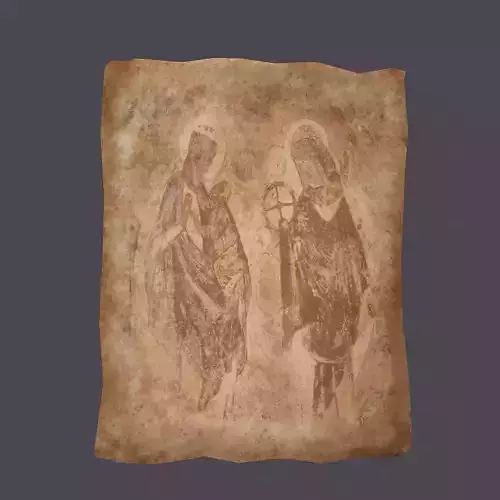 Worn Medieval Paper with Figures Free low-poly 3D model