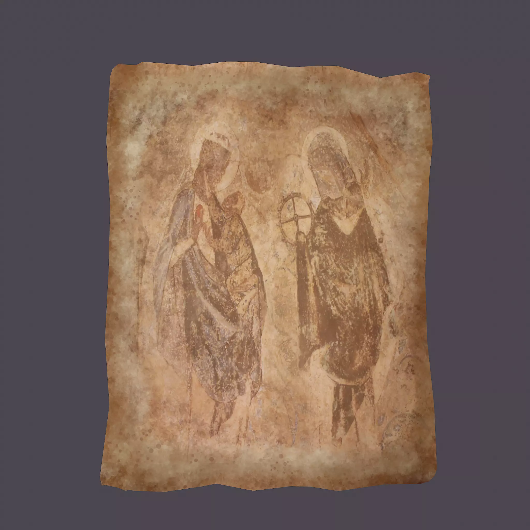 Worn Medieval Paper with Figures Free low-poly 3D model_0