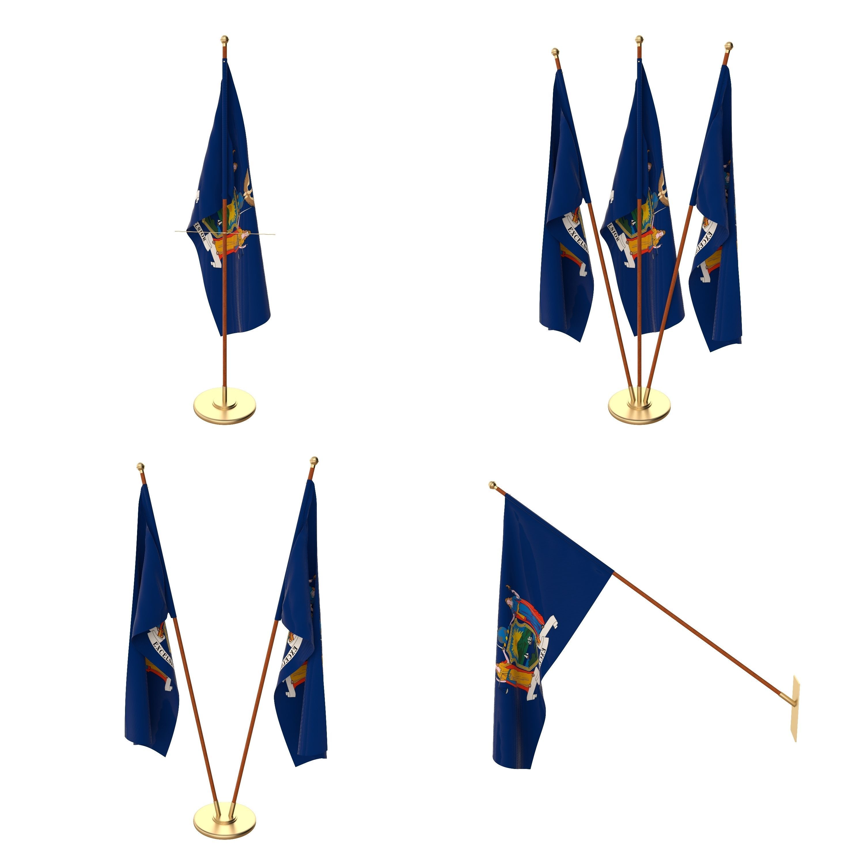 New York Flag Pack 3D model_1