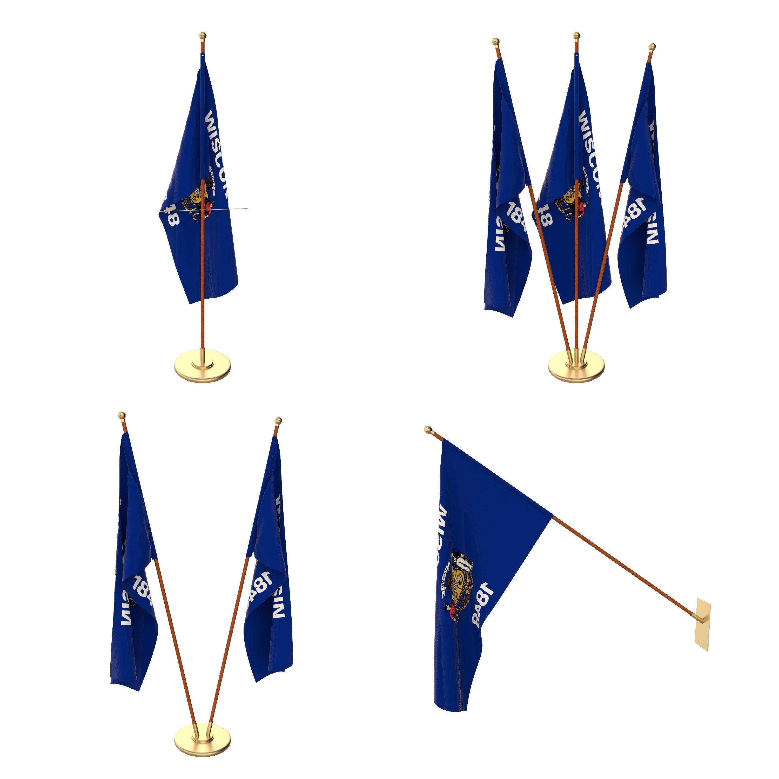 Wisconsin Flag Pack 3D model_1