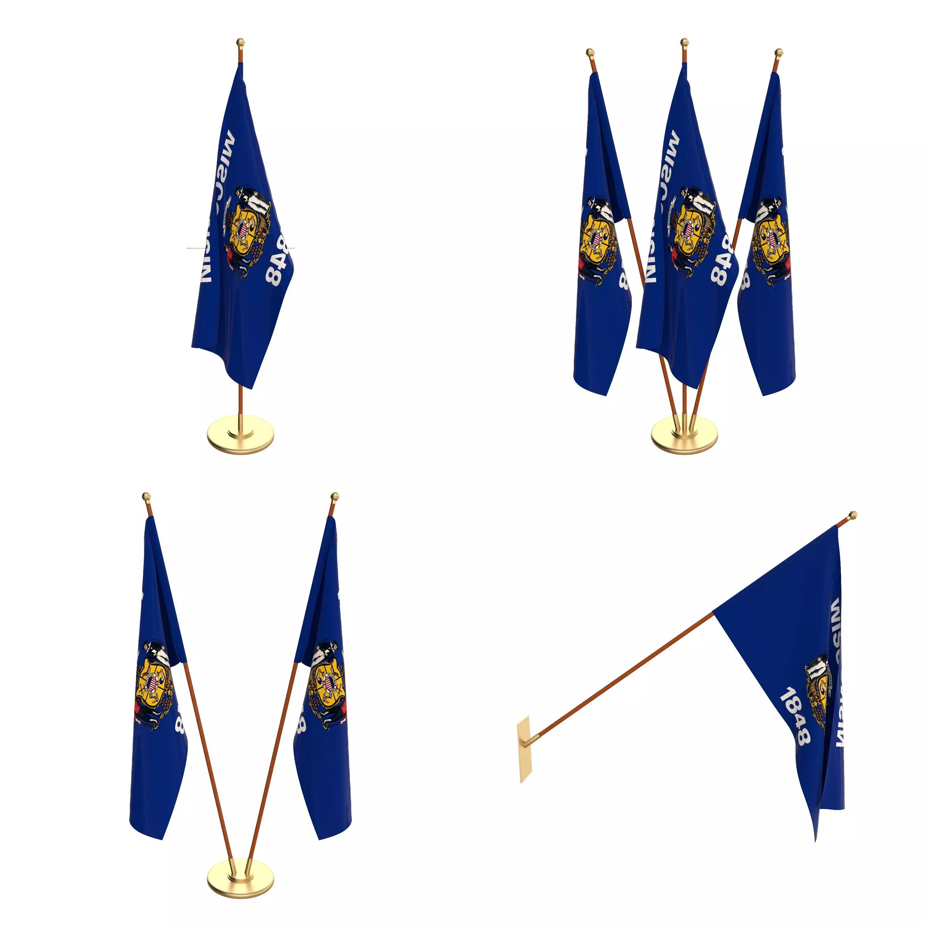Wisconsin Flag Pack 3D model_0