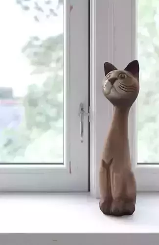 Wooden Long Neck Cat photoscanned model