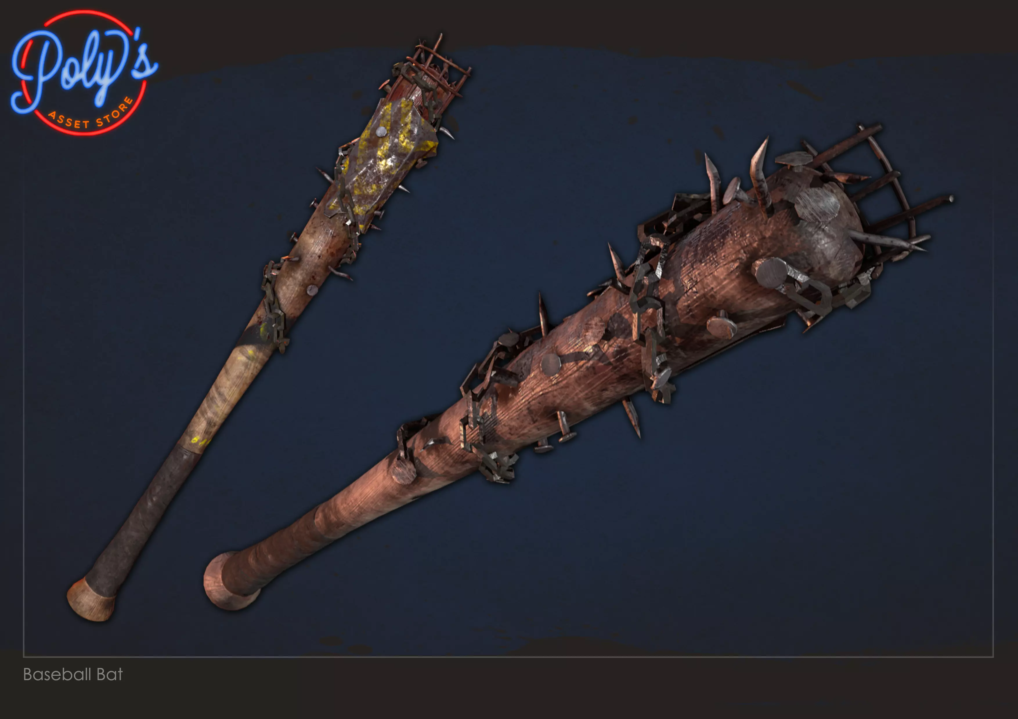 Baseball Bat Low-poly 3D model_0