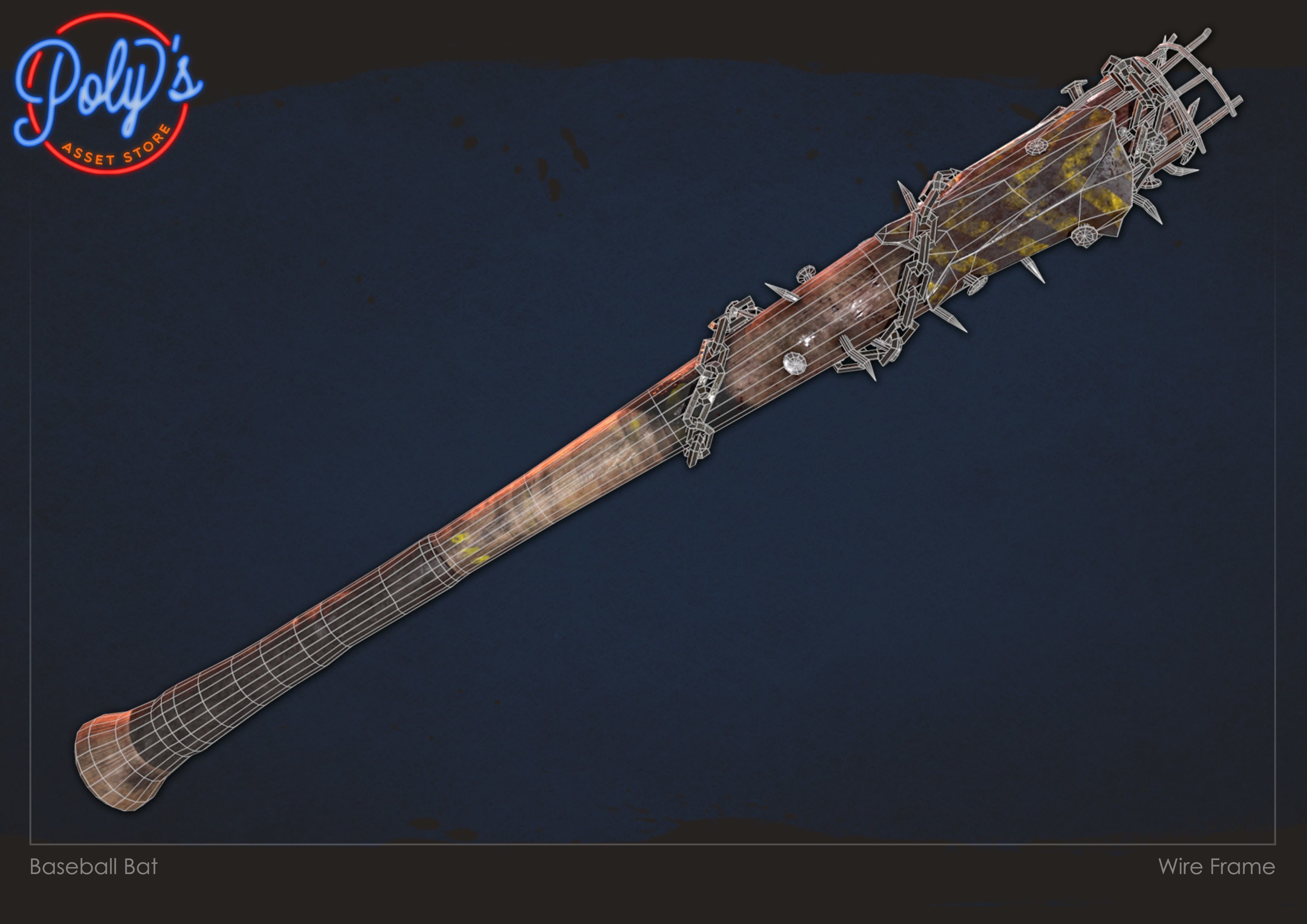 Baseball Bat Low-poly 3D model_2