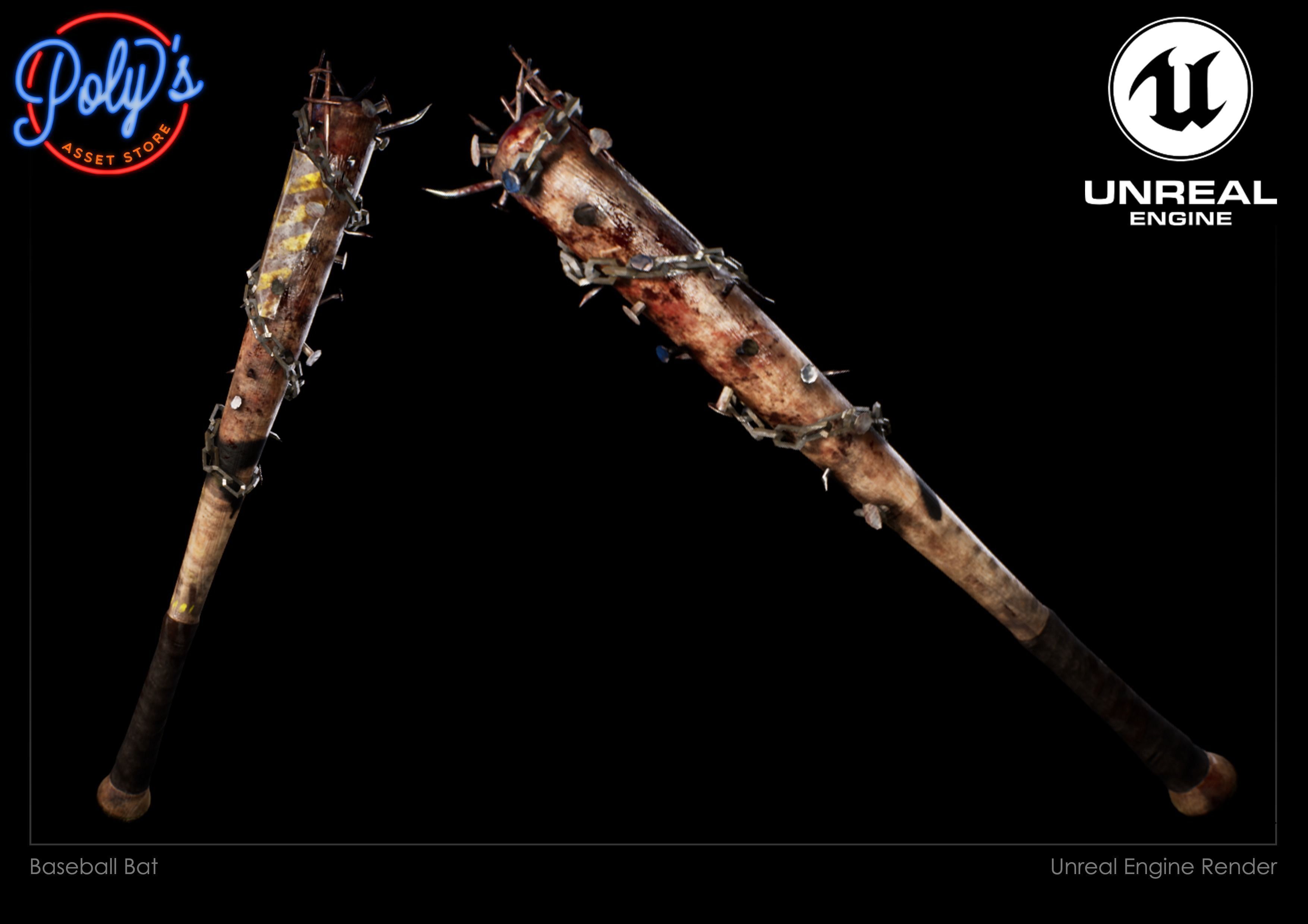 Baseball Bat Low-poly 3D model_4