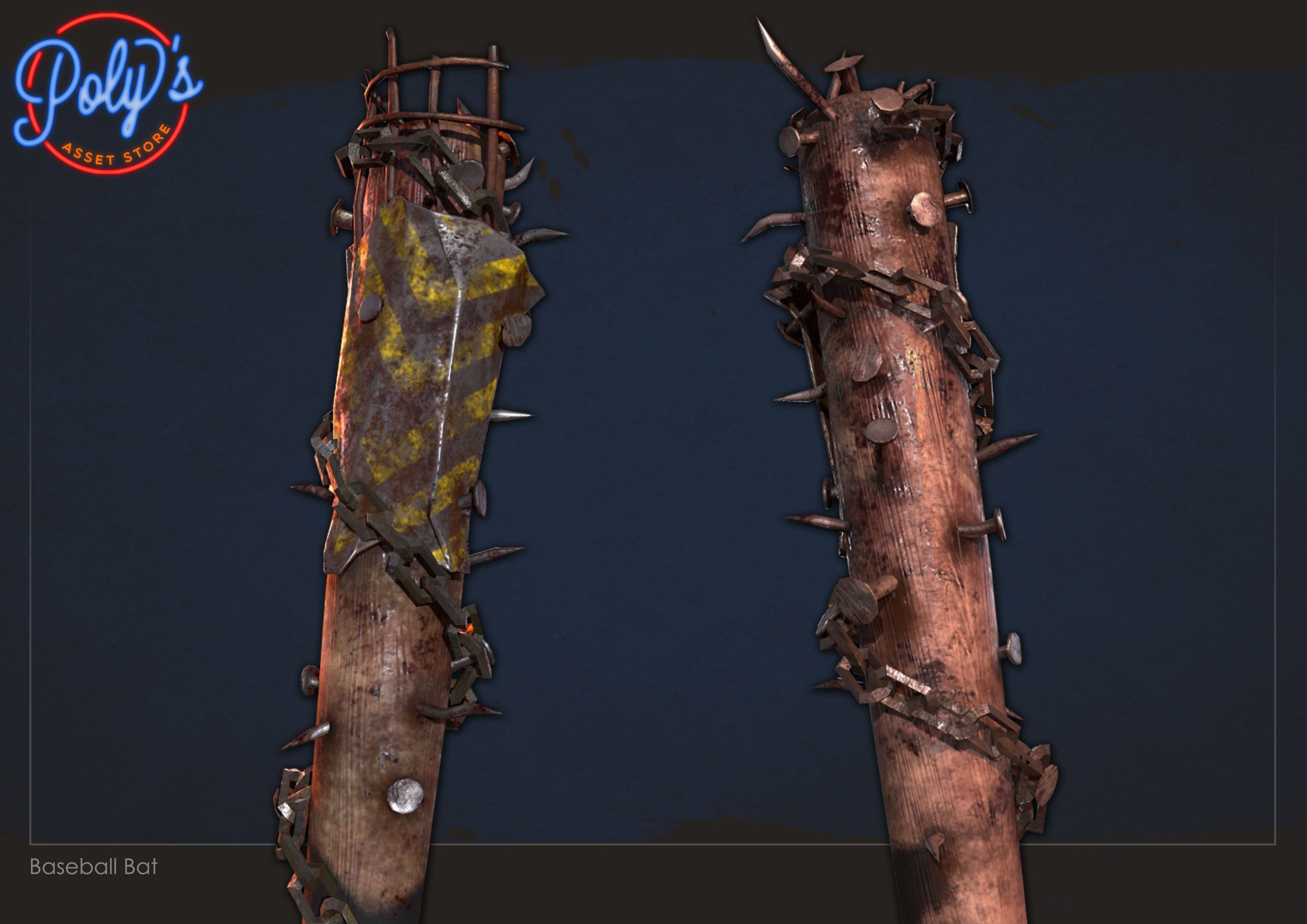 Baseball Bat Low-poly 3D model_3