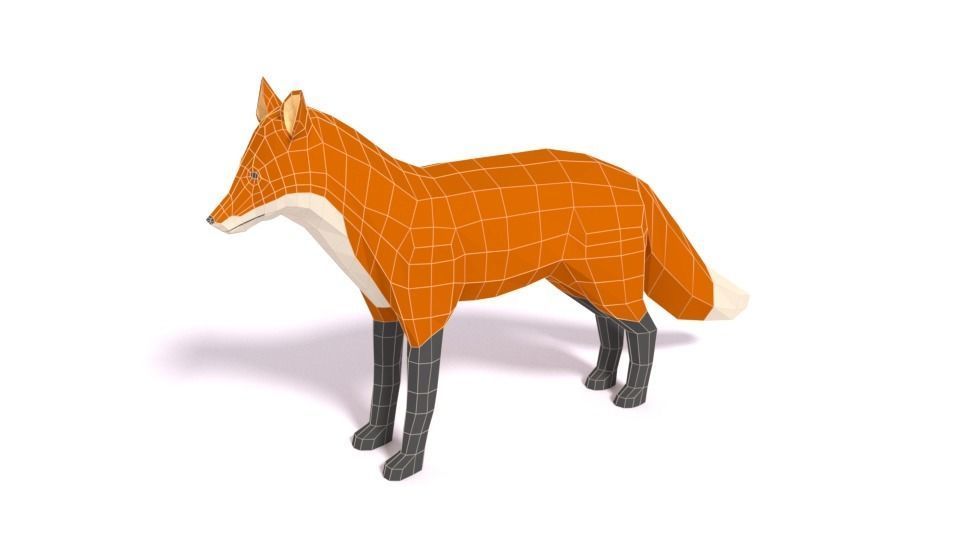 Low Poly Cartoon Fox Low-poly 3D model_8