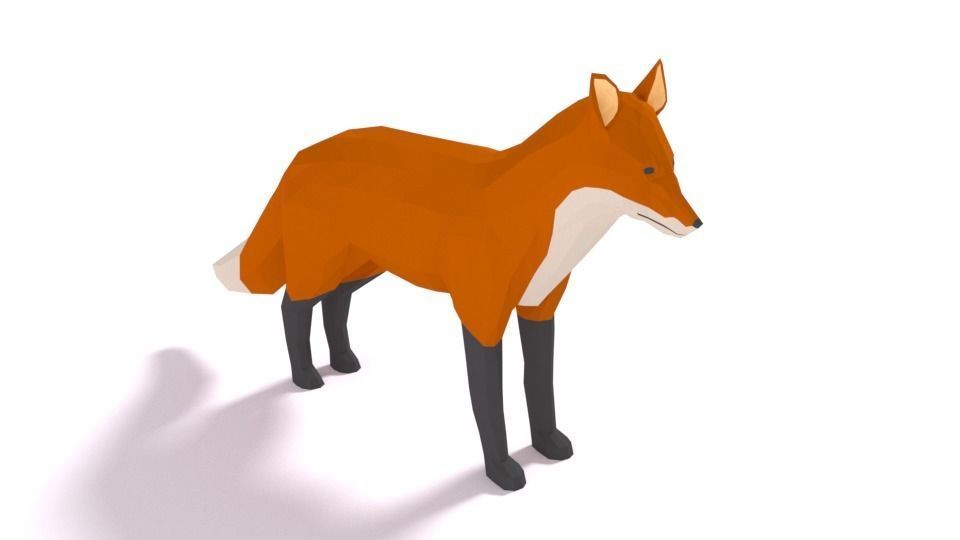 Low Poly Cartoon Fox Low-poly 3D model_2