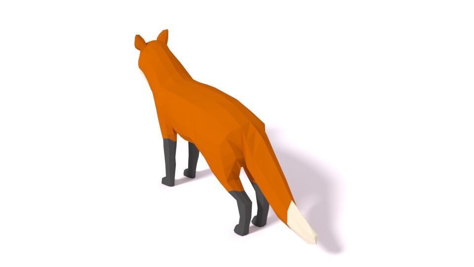 Low Poly Cartoon Fox Low-poly 3D model_5