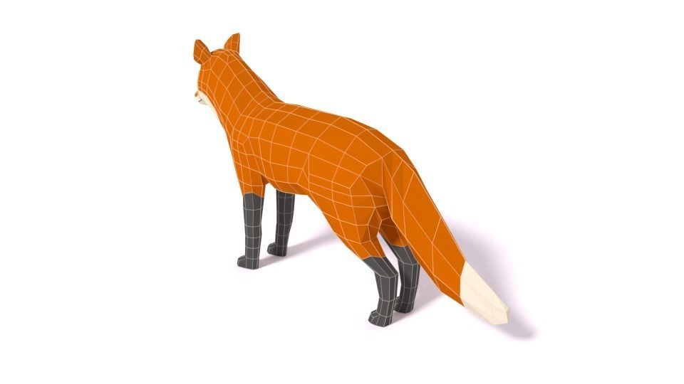 Low Poly Cartoon Fox Low-poly 3D model_13