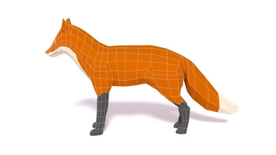 Low Poly Cartoon Fox Low-poly 3D model_14