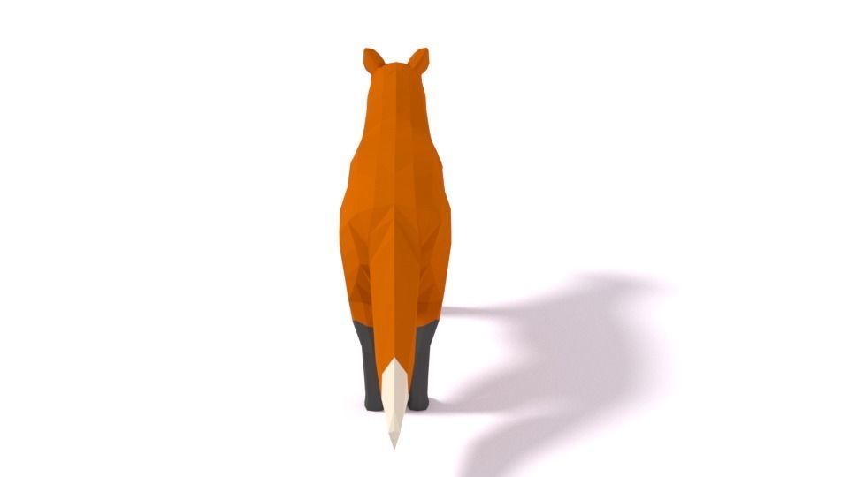 Low Poly Cartoon Fox Low-poly 3D model_4