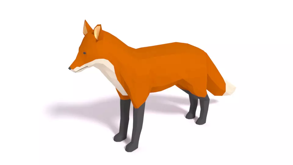 Low Poly Cartoon Fox Low-poly 3D model_0
