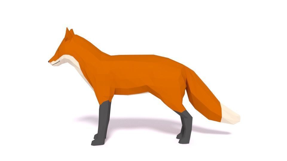 Low Poly Cartoon Fox Low-poly 3D model_6
