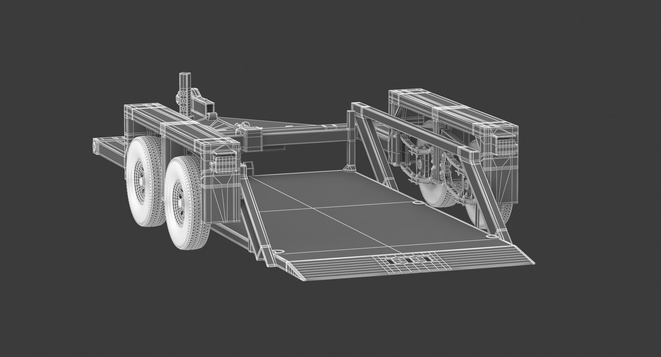 JLG 1014 Flatbed Trailer 3D model CGTrader