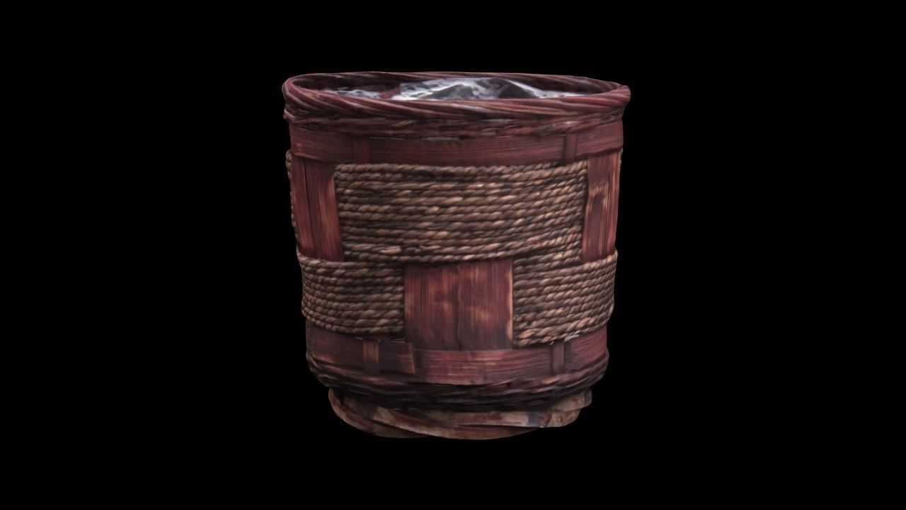 Straw Flowerpot photoscanned model 3D model_2