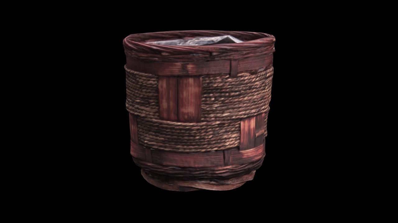 Straw Flowerpot photoscanned model 3D model_4