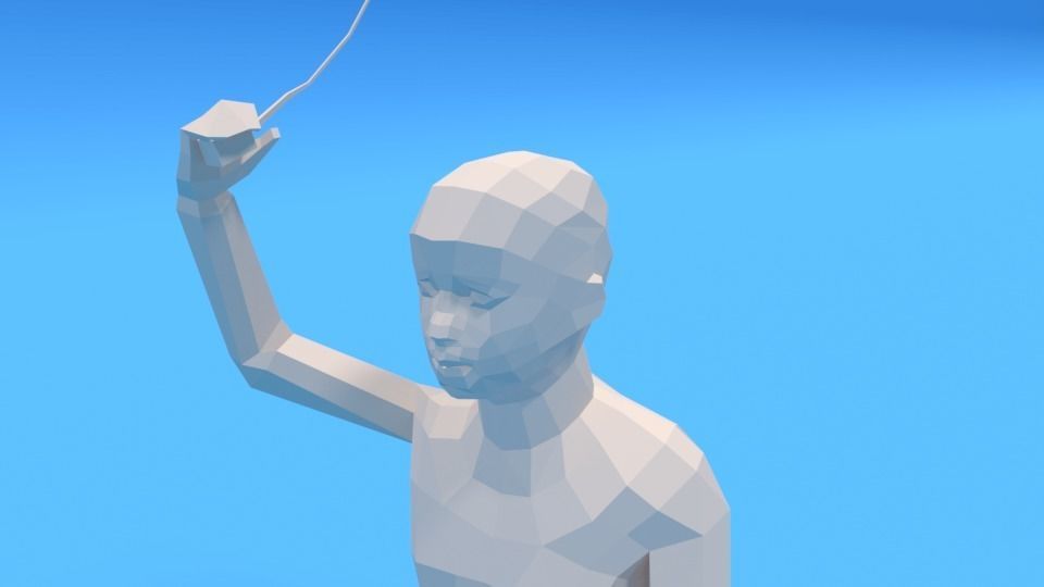 Low Poly Kid Running With a Kite Low-poly 3D model_8