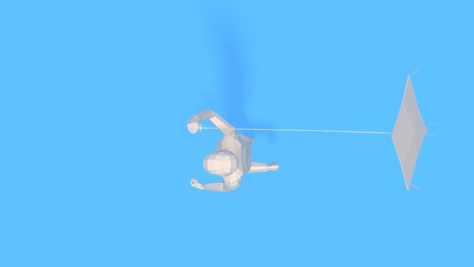 Low Poly Kid Running With a Kite Low-poly 3D model_7