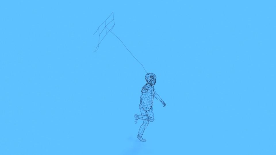 Low Poly Kid Running With a Kite Low-poly 3D model_11