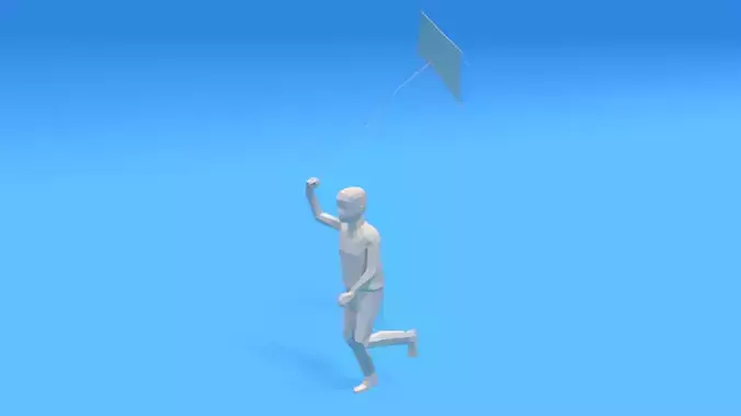 Low Poly Kid Running With a Kite Low-poly 3D model