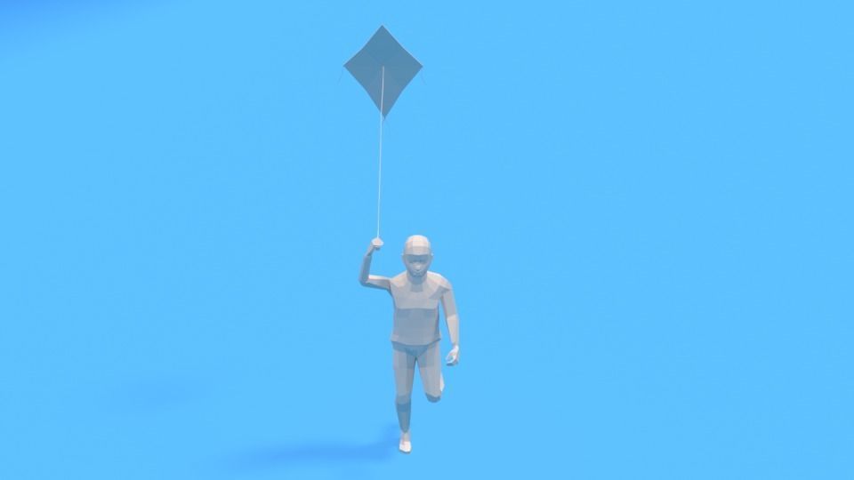 Low Poly Kid Running With a Kite Low-poly 3D model_1