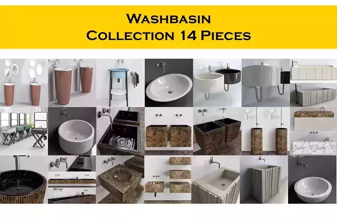 Washbasin Collection 14 Pieces 3d model