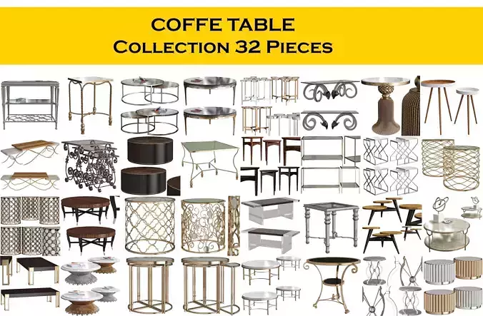 COFFE TABLE Collection 32 Pieces 3d model