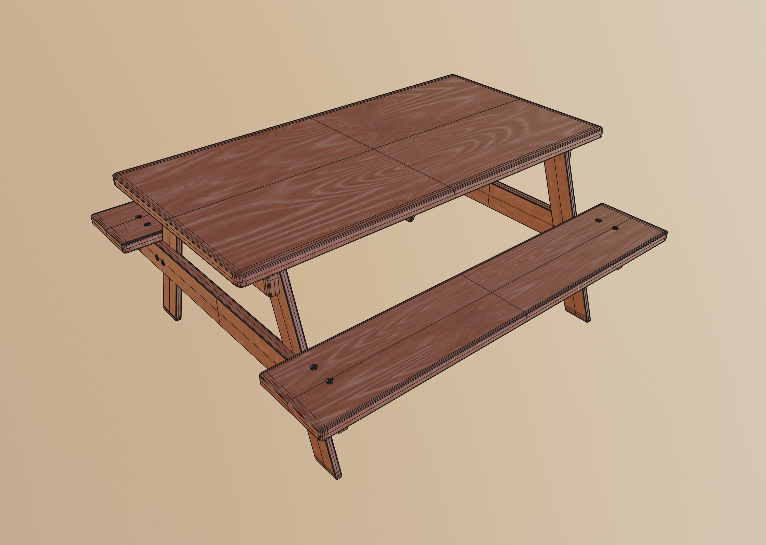 Picnic Table 3D model_11