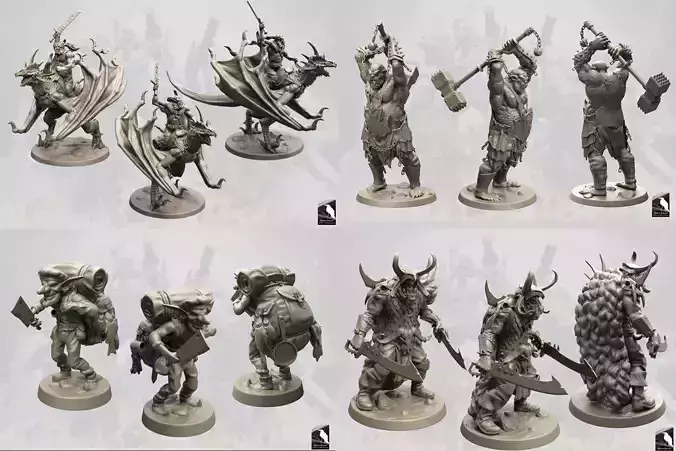 Fantasy Army 28 - 52 mm scale  8 models 3D Model Collection