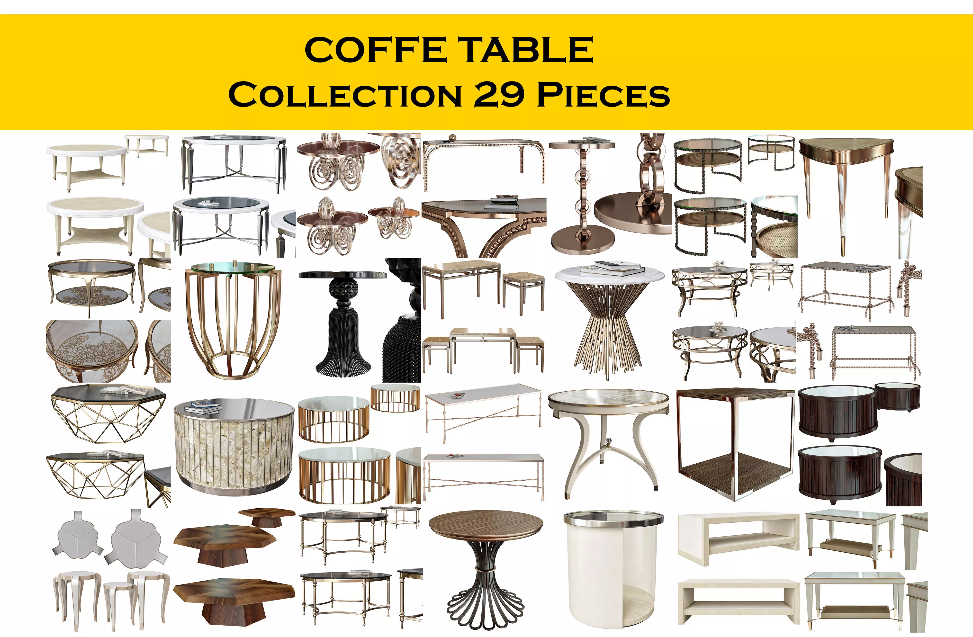 COFFE TABLE Collection 29 Pieces 3d model 3D model_0