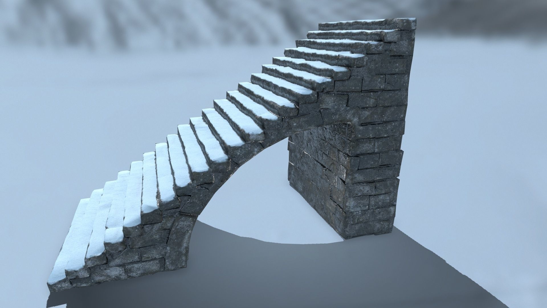stairs set of in snow Low-poly 3D model_5